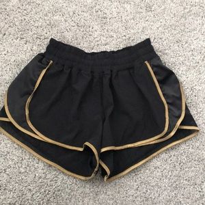 Black & Gold Lululemon Split Shorts
